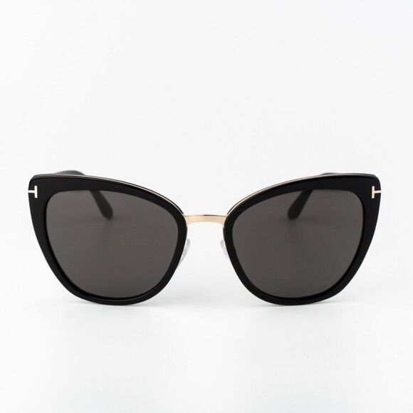 Tom Ford SIMONA Women Sunglasses Black Gold Smoke Semi Cat Eye FT0717 01A NEW - Picture 2 of 12